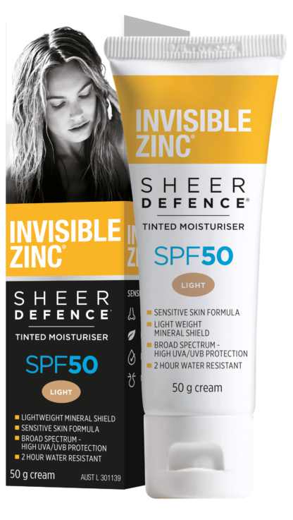 Invisible Zinc Sheer Defence Light tinted Moisturiser SPF50 50g