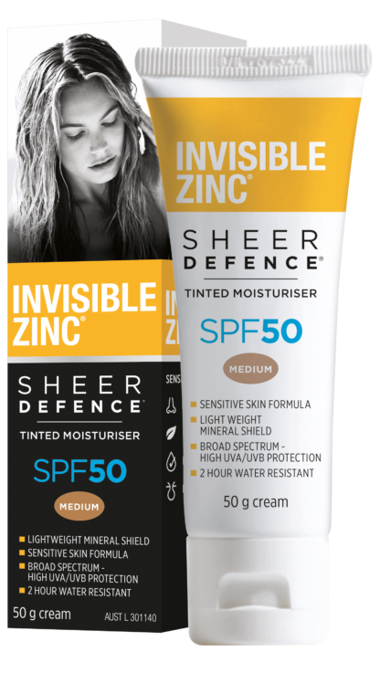 Invisible Zinc Sheer Defence Tinted Moisturiser SPF50 Medium 50g